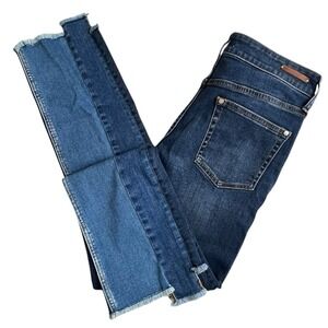 Pilcro Anthropologie Womens 28 Mid Rise Parallel Two Rone Asymmetrical Hem Jeans